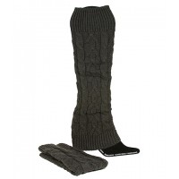Socks/ Leg Warmers - 12 Pairs Knitted Leg Warmers - Dark Gray - SK-F1004DGY